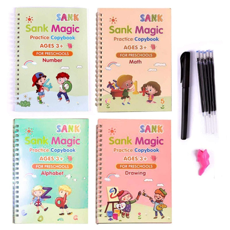KIT - 4 Cadernos Mágicos de Caligrafia